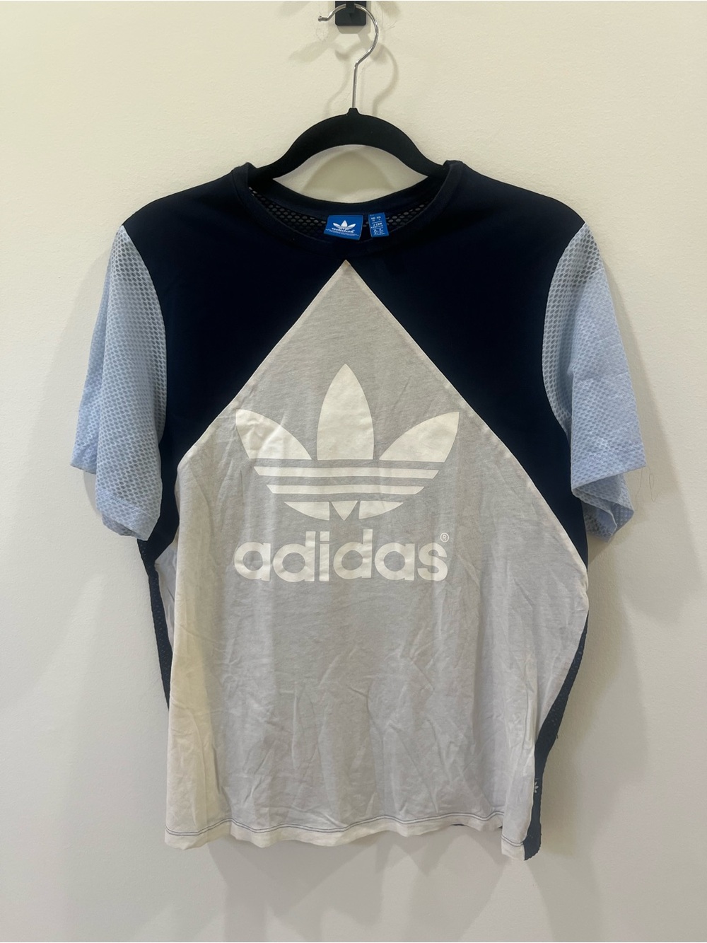 adidas Black, Light Gray & Light Blue Short Sleeve Trefoil Tee